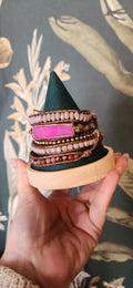 Wrap Around Beaded Crystal Bracelet PURPLE