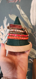 Wrap Around Beaded Crystal Bracelet RED