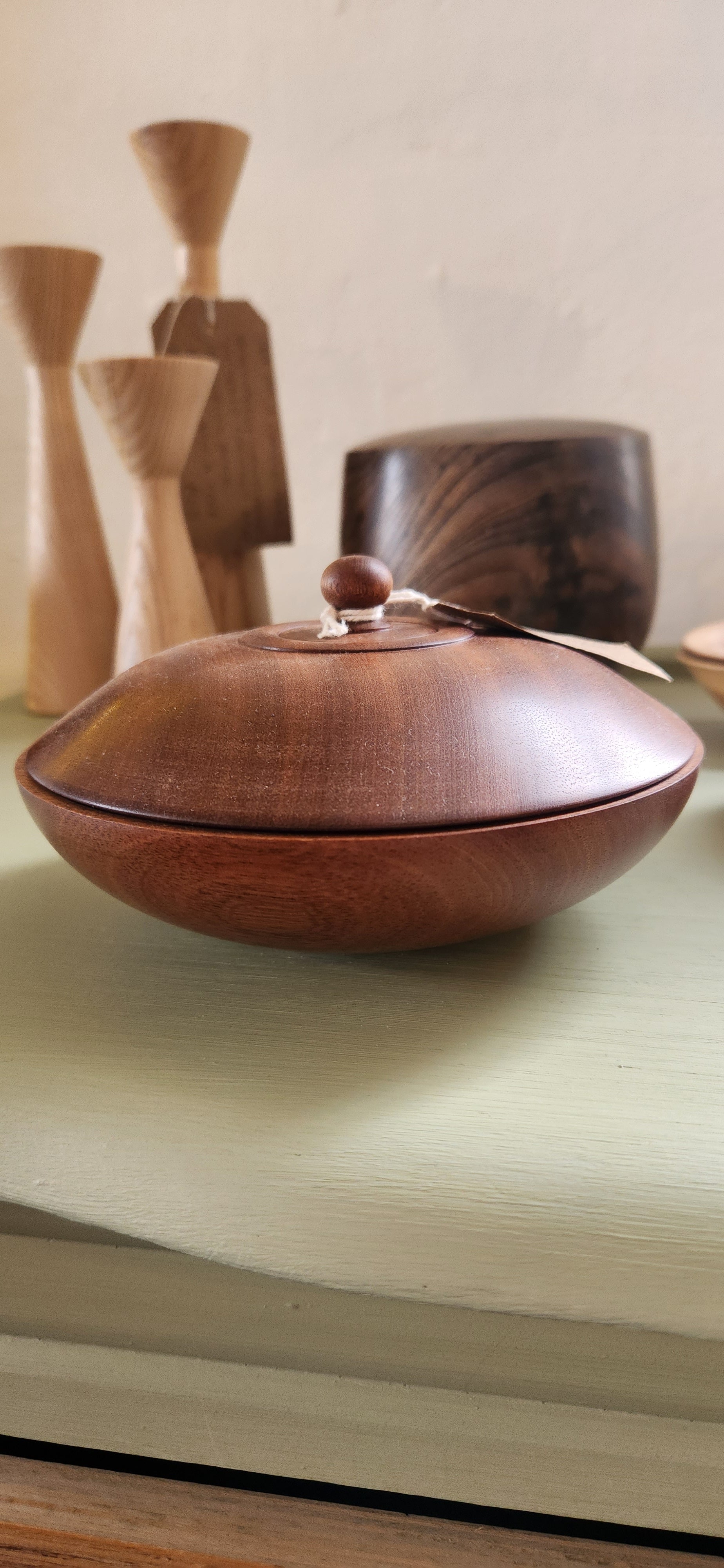 Hand Turned Mahogany Oyster Box