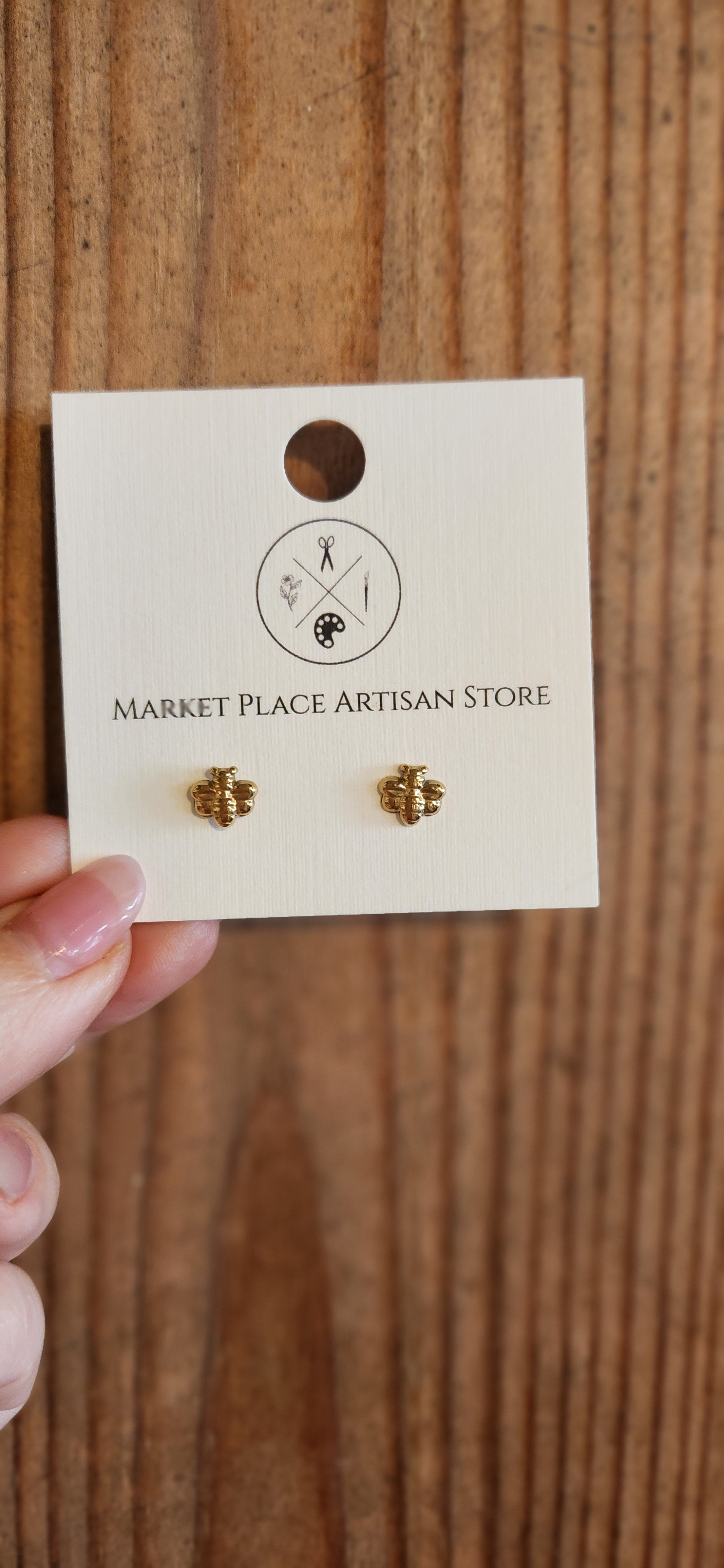Gold Bee Stud Earrings