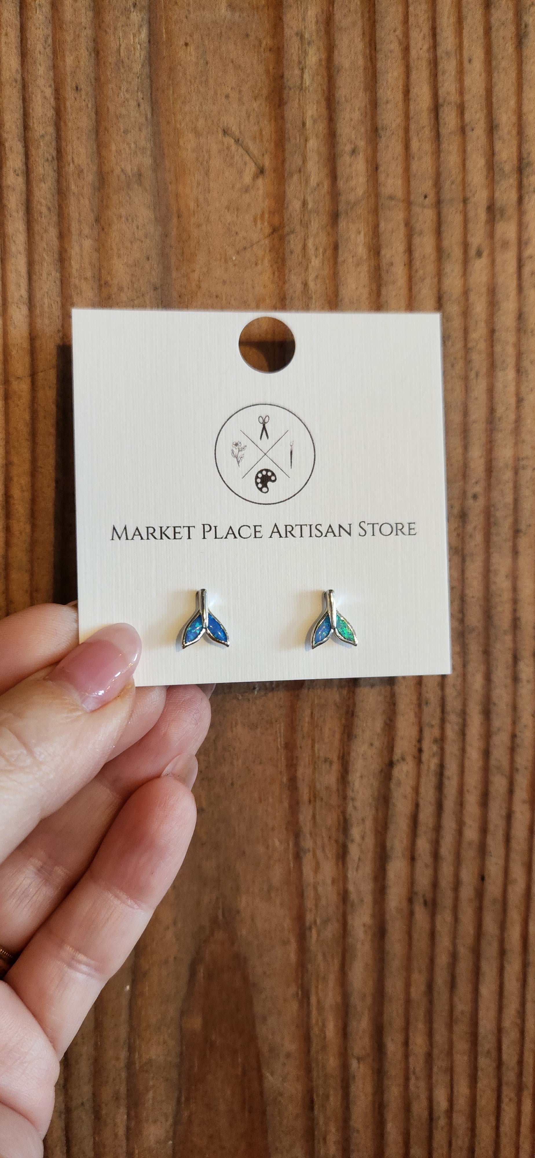 Silver Whale Tail Stud Earrings