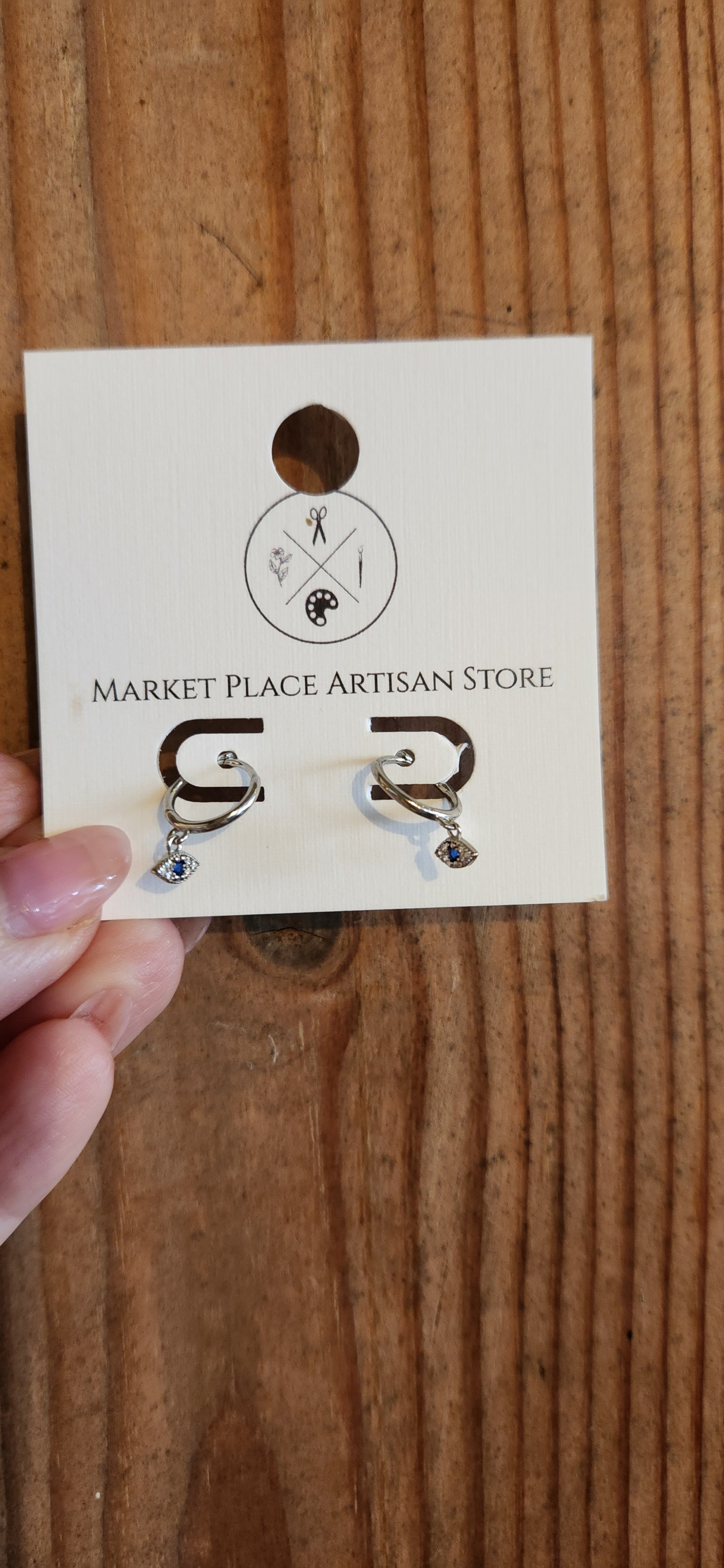 Silver Evil Eye Drop Earrings