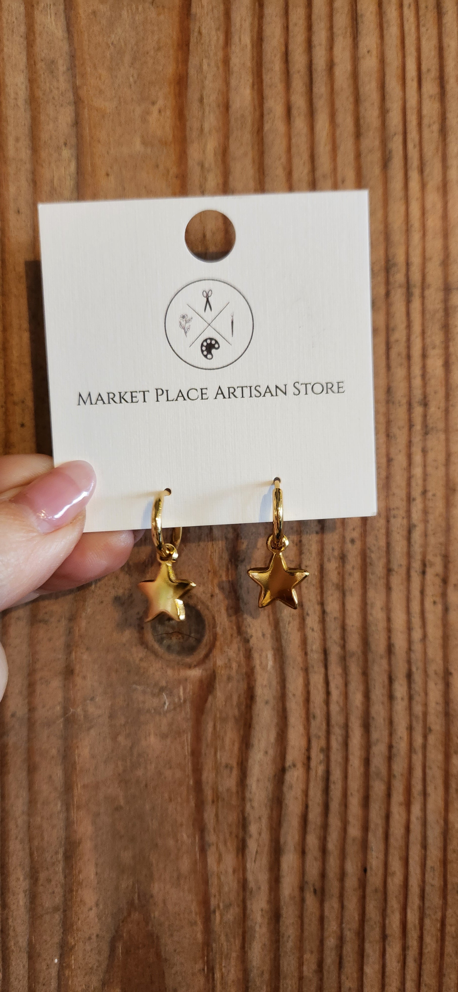 Gold Star Drop Earrings