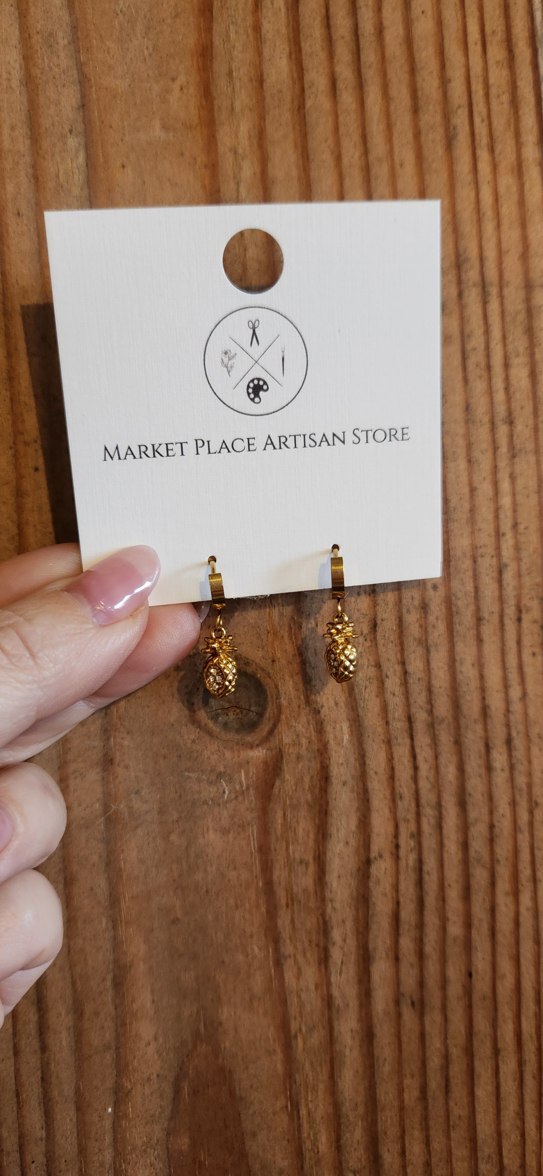Pineapple Gold Huggie Earrings