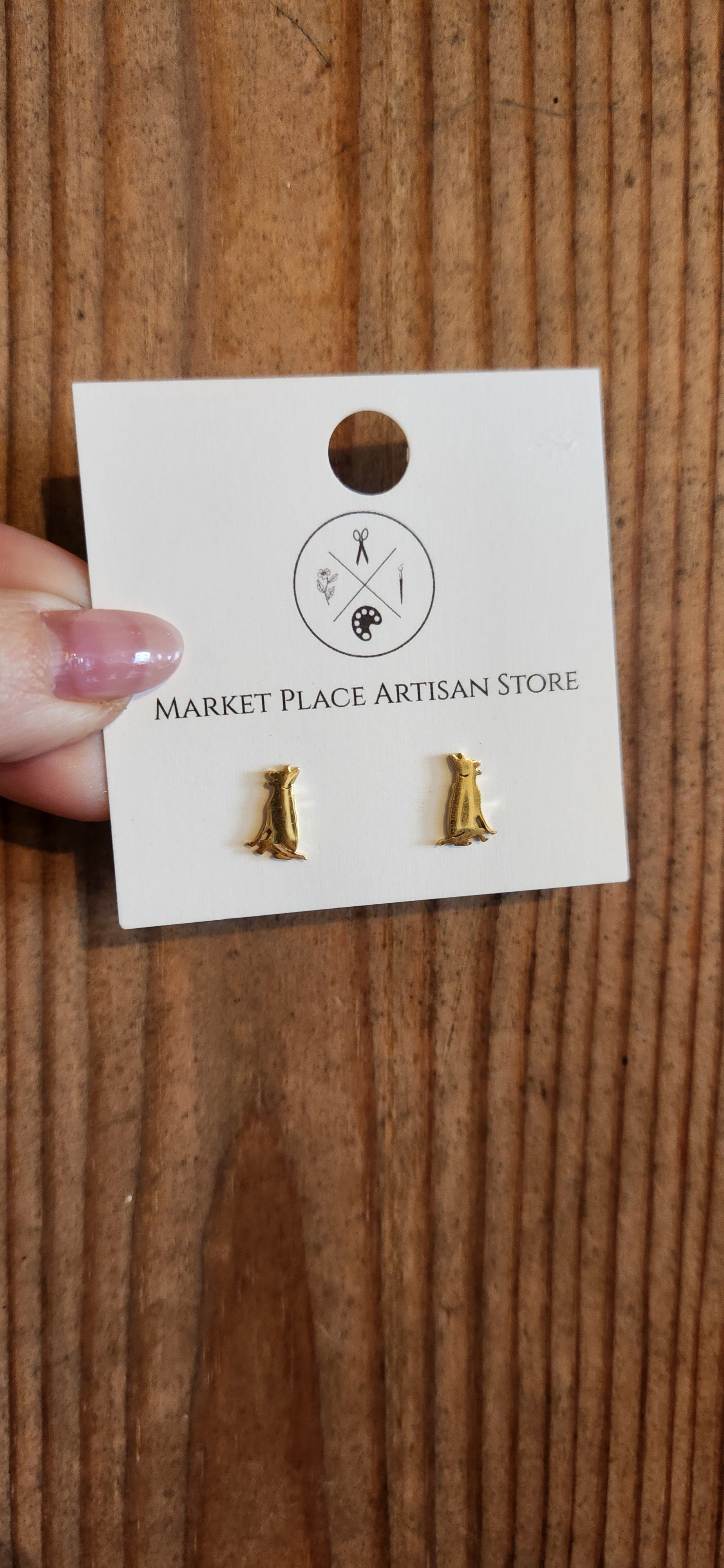 Gold German Shepherd Earrings