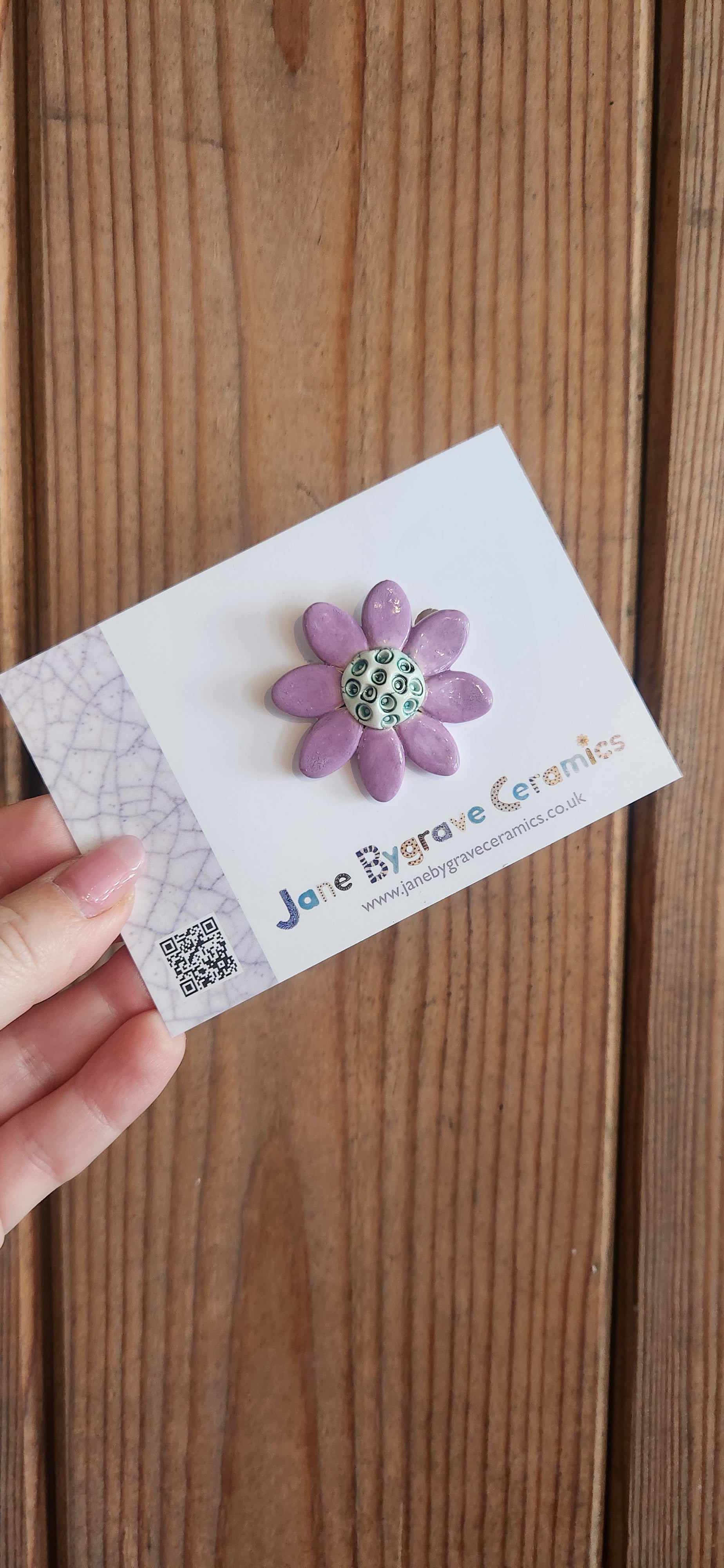 Ceramic Flower Brooch Purple