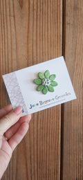 Ceramic Flower Brooch Forest Green