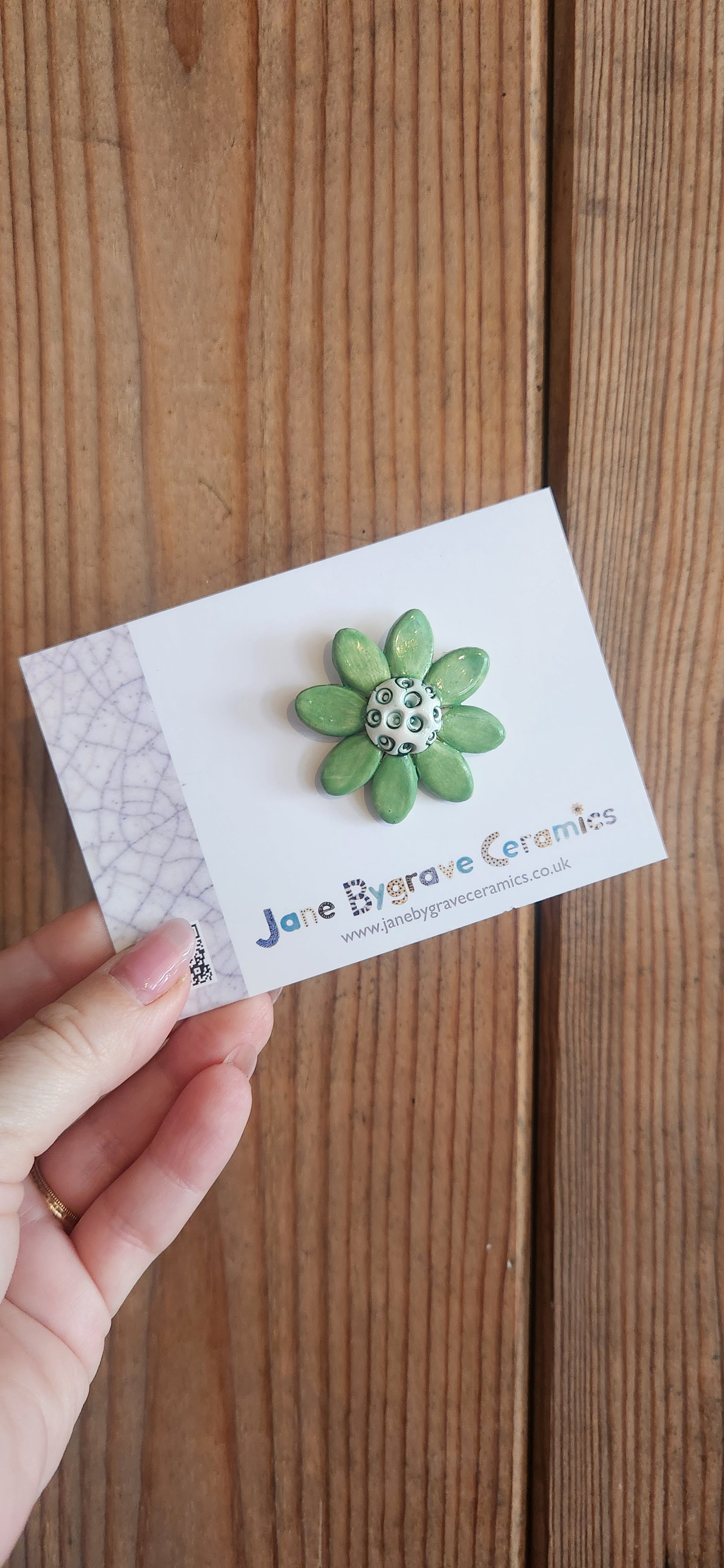 Ceramic Flower Brooch Forest Green
