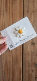 Ceramic Flower Brooch White