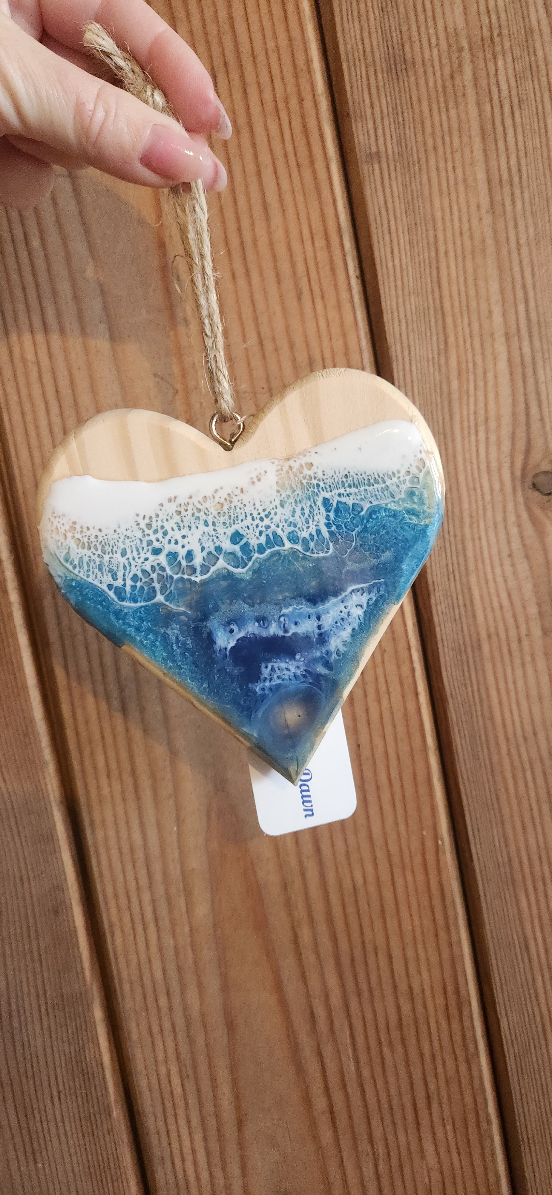 Ocean Resin Heart Hanging Ornament 14cm