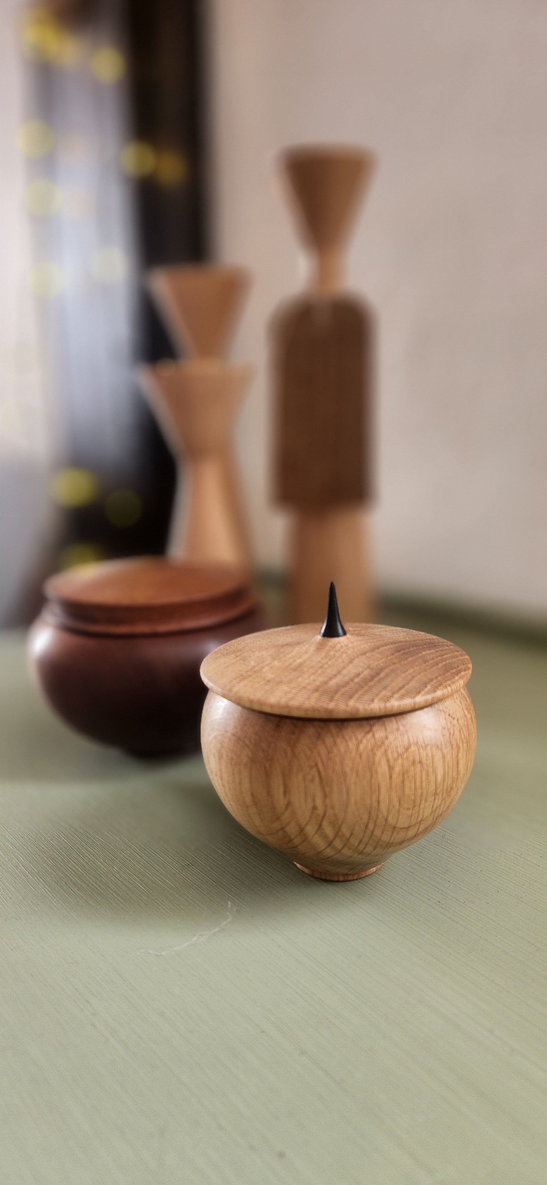 Hand Turned Oak Lidded Trinket Jar