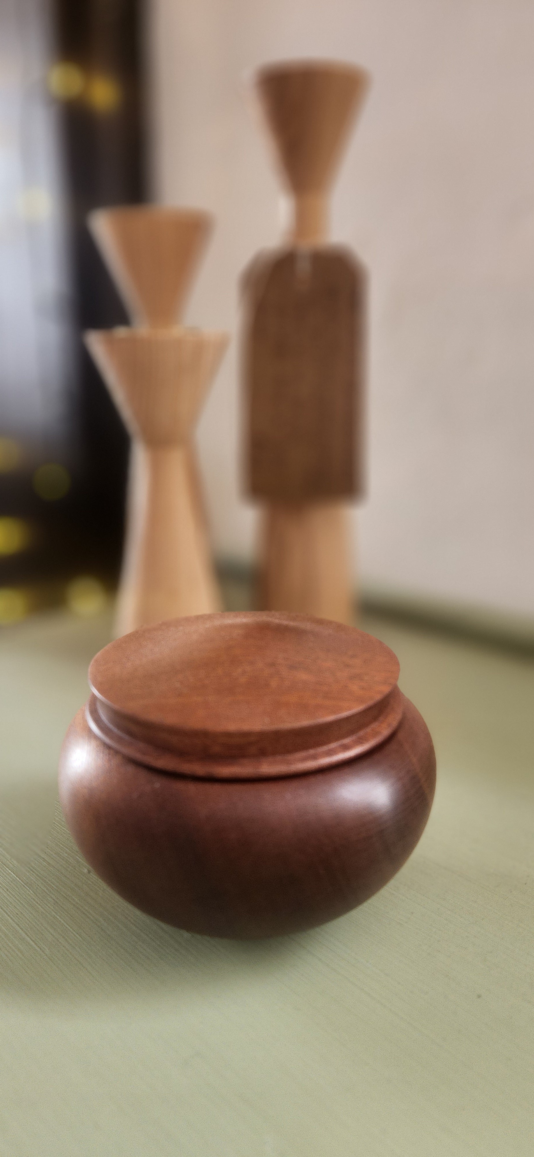 Hand Turned Mahogany Lidded Keepsake Jar