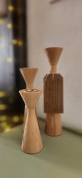 Set of Hand Turned Chestnut Candlesticks
