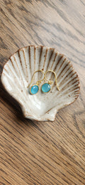 Chalcedony Blue Drop 18k Gold Plated on Sterling Silver Drop Earrings
