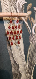 Red Onyx 18k Gold Plated Sterling Silver Chandelier Drop Earrings