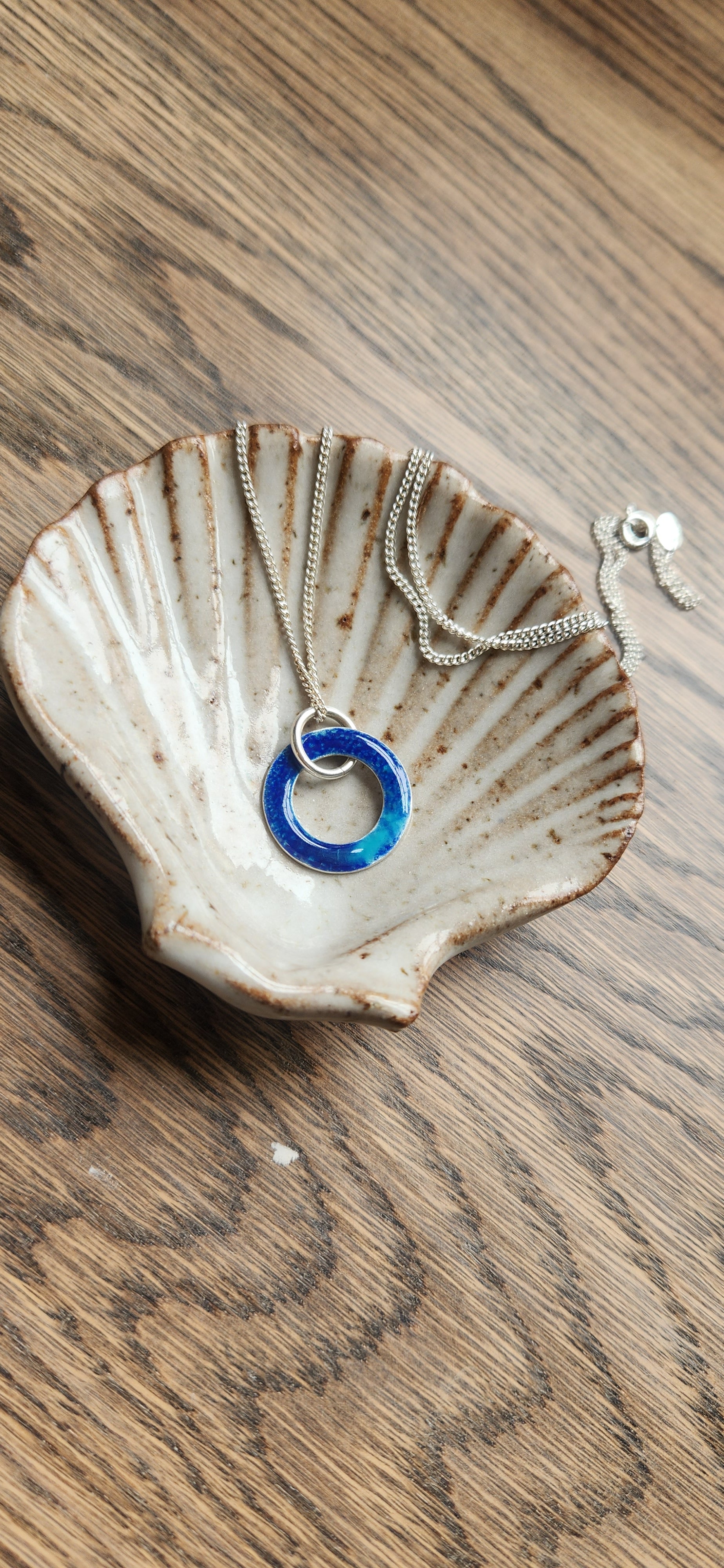 Kiln Fired Enamelled Silver Hoop Pendant