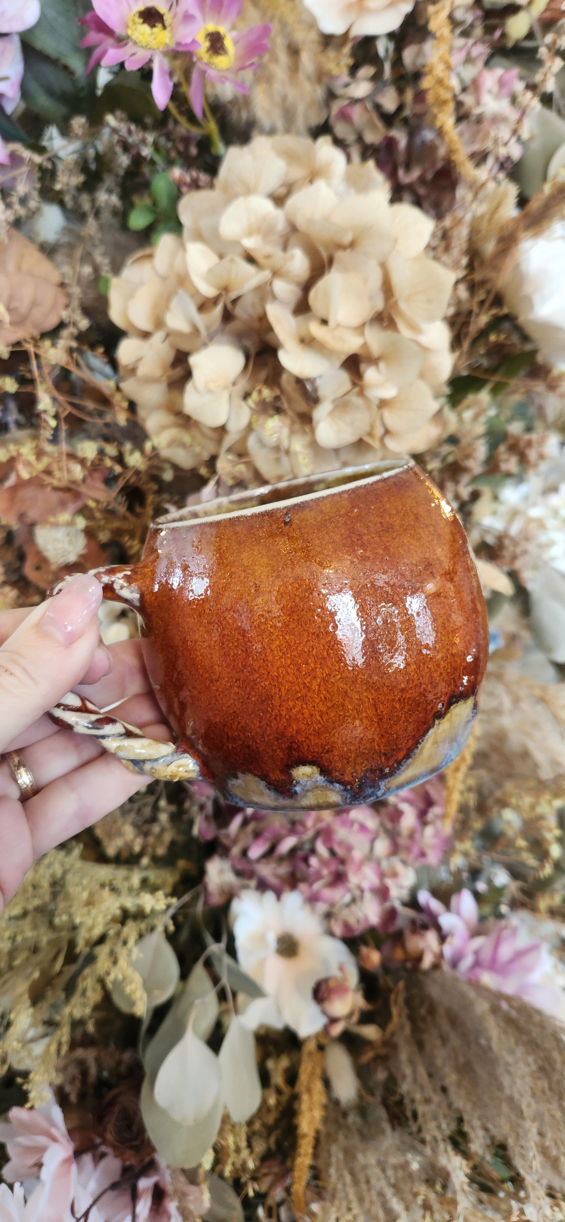 Hand thrown Pottery Orange Mug