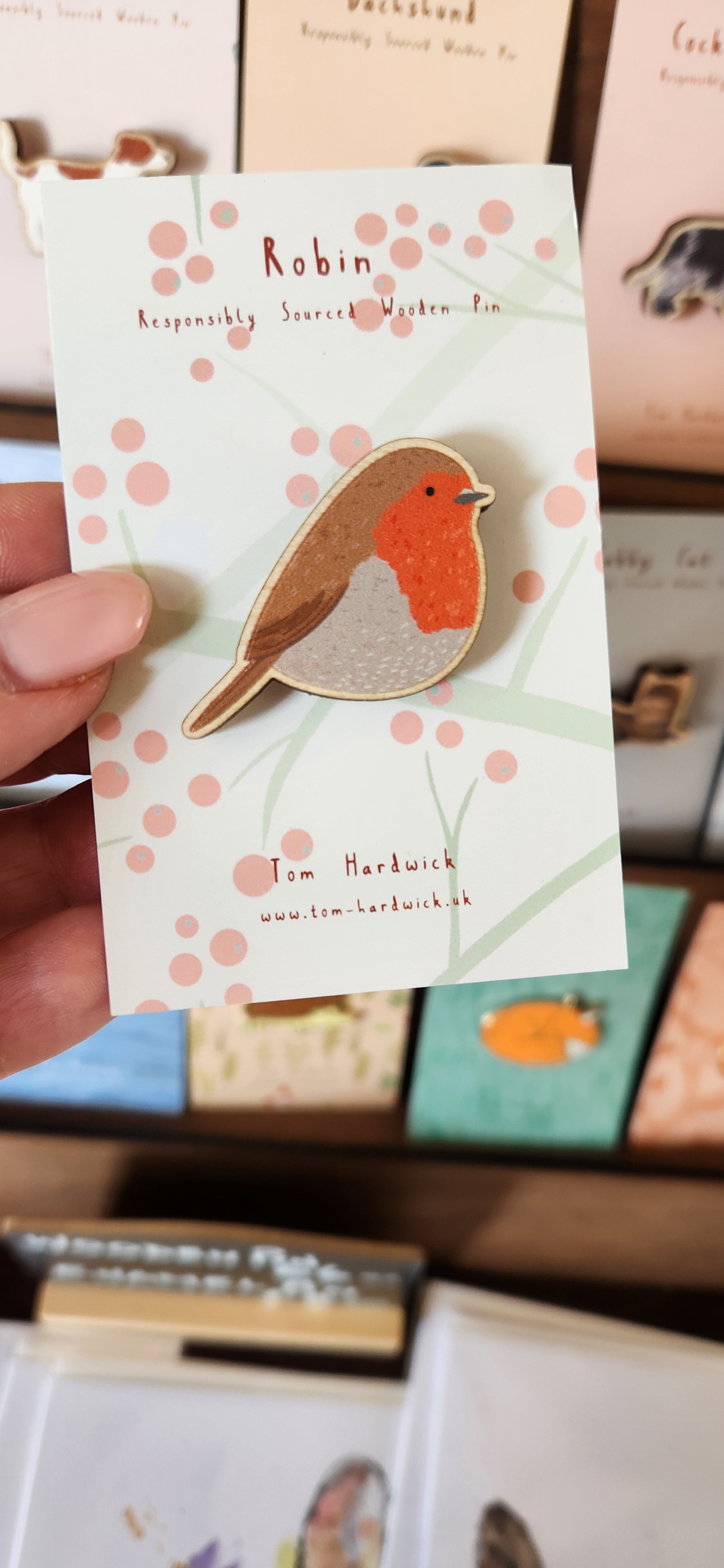 Wooden Robin Pin