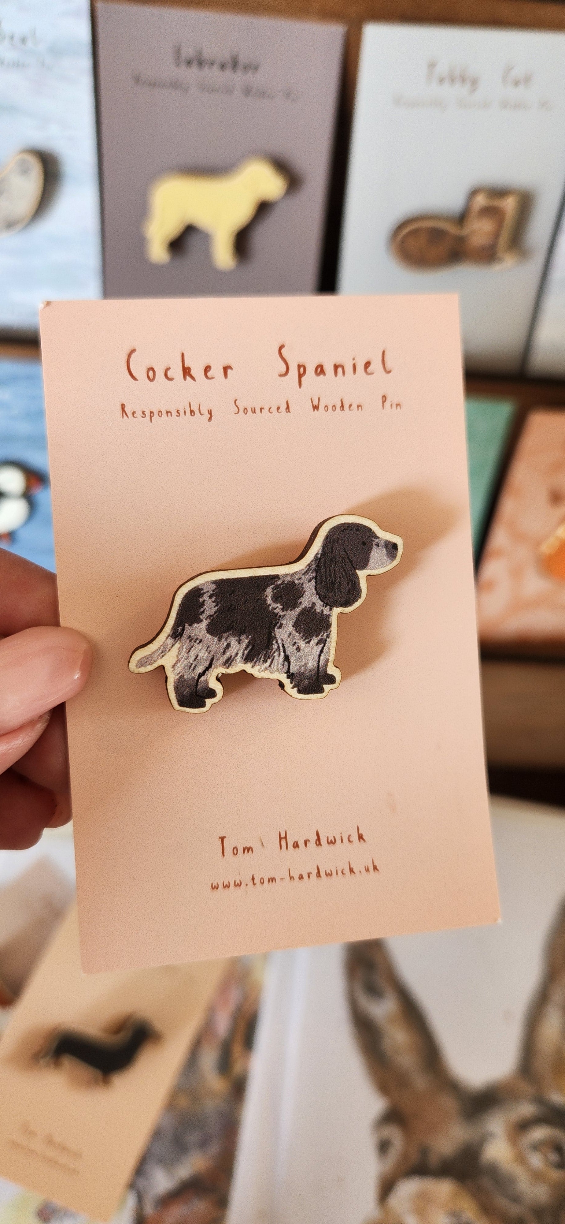 Wooden Cocker Spaniel Pin
