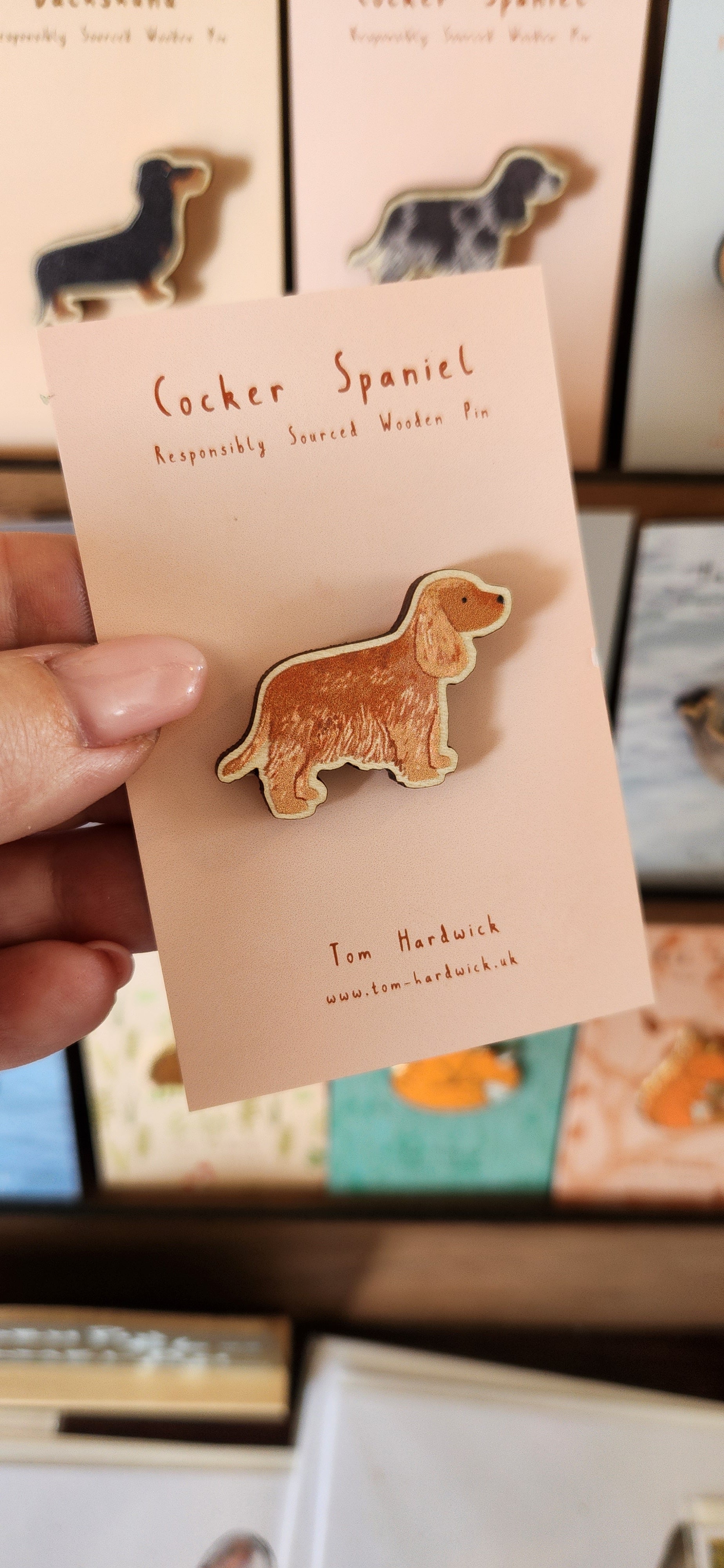 Wooden Tan Cocker Spaniel Pin