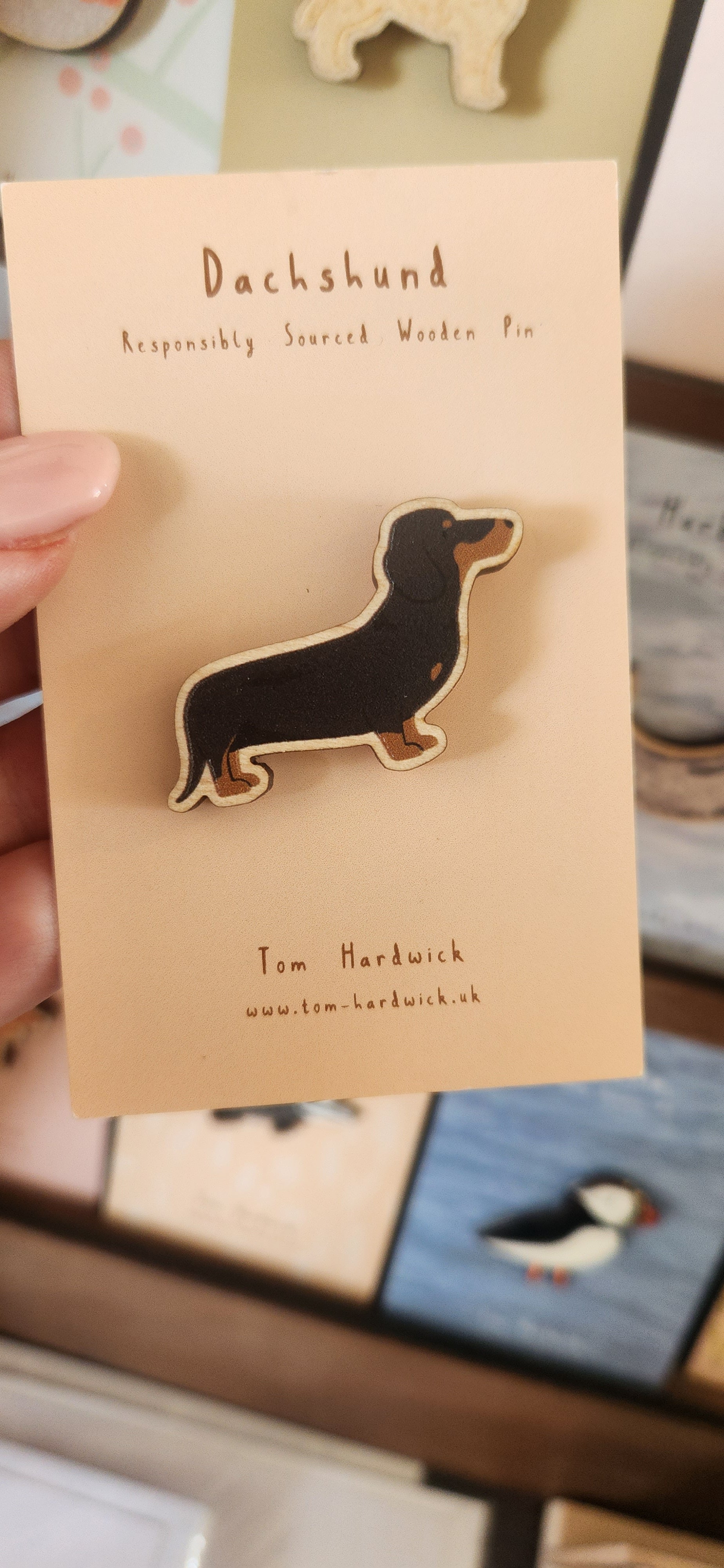 Wooden Dachshund Pin