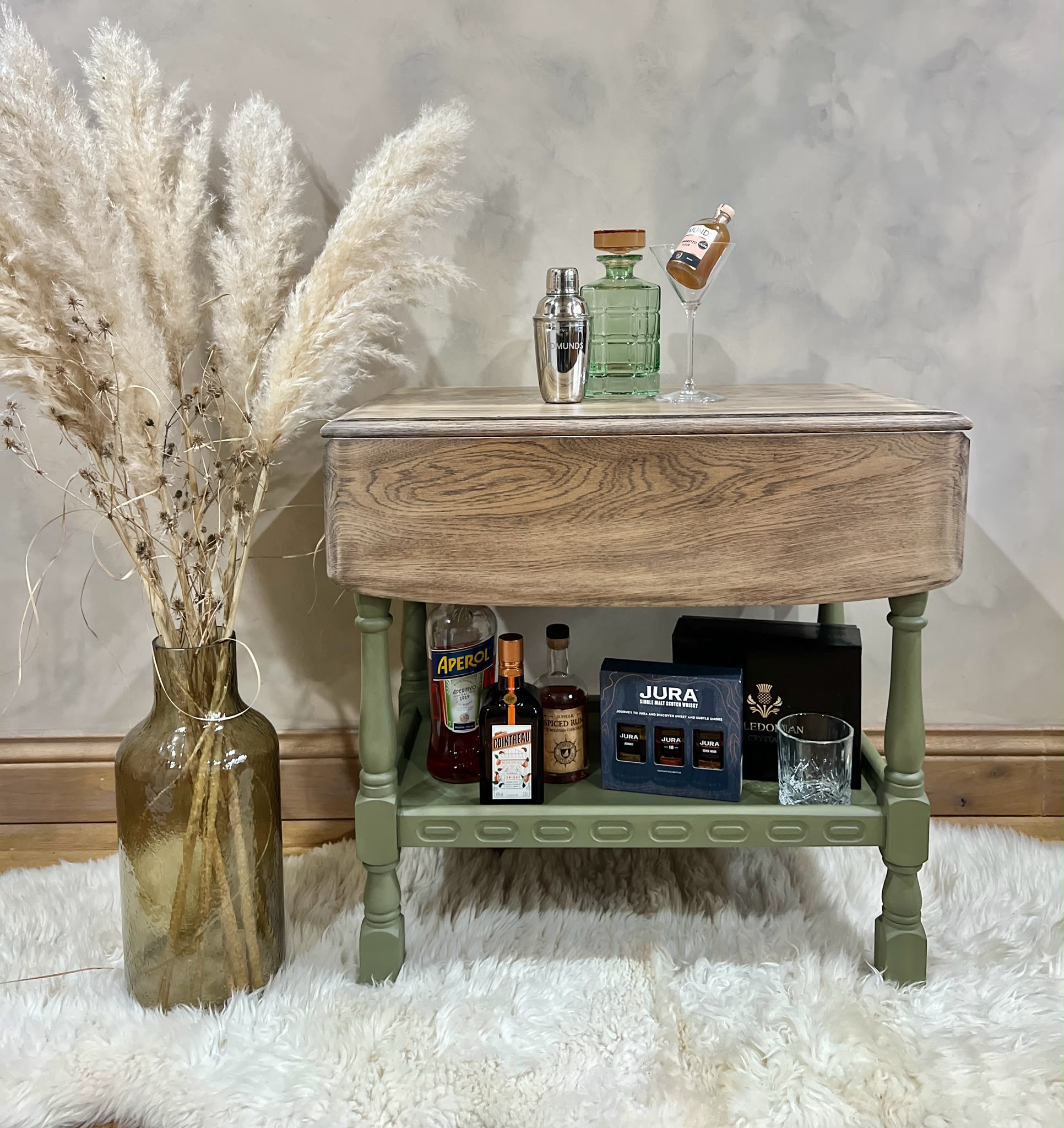Vintage Drop-Leaf Table | Hand Painted in Olive